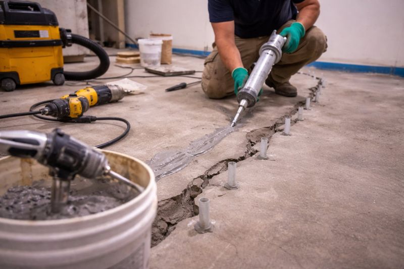 Cracked Basement Floor Repair in Needham, MA