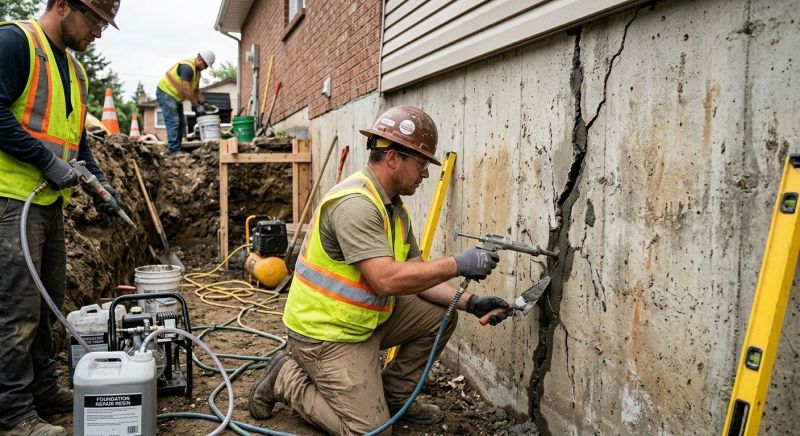 Cracked Foundation Repair in Holliston, MA