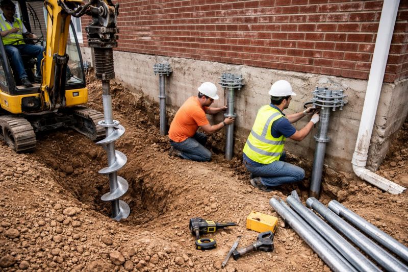 Helical Piers Installation in Needham, MA
