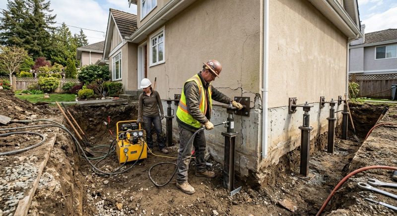 Sinking Foundation Repair in Burlington, MA