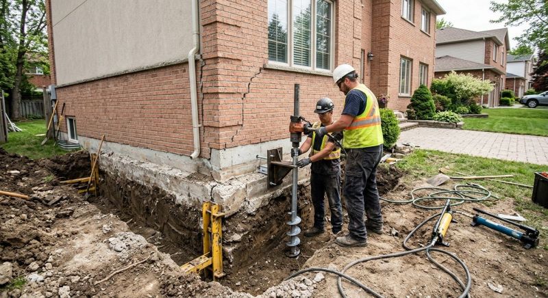 Sinking Foundation Repair in Foxboro, MA